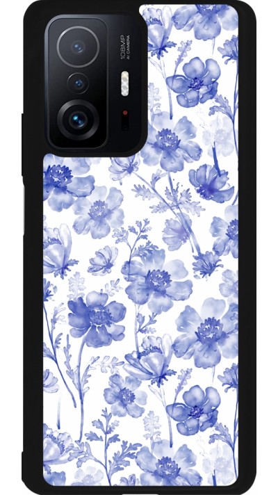 Xiaomi 11T Case Hülle - Silikon schwarz Spring 23 watercolor blue flowers