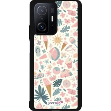 Xiaomi 11T Case Hülle - Silikon schwarz Sommer Pink Muster