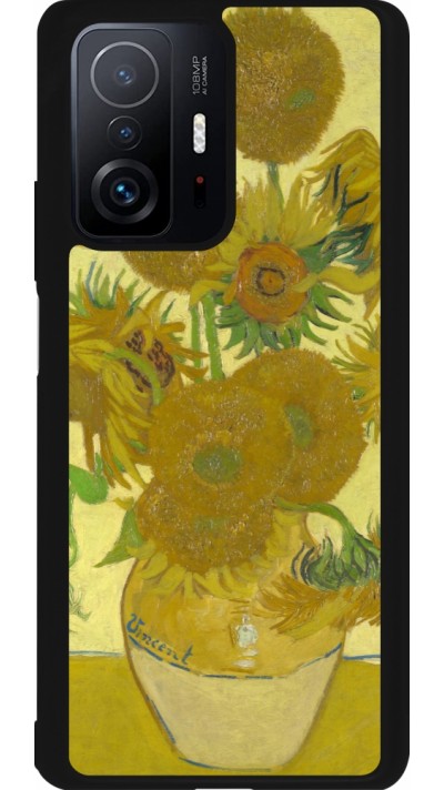 Xiaomi 11T Case Hülle - Silikon schwarz Kunstbild - Sonnenblumen  - Van Gogh