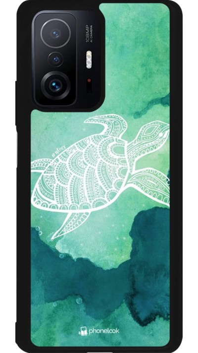 Xiaomi 11T Case Hülle - Silikon schwarz Turtle Aztec Watercolor