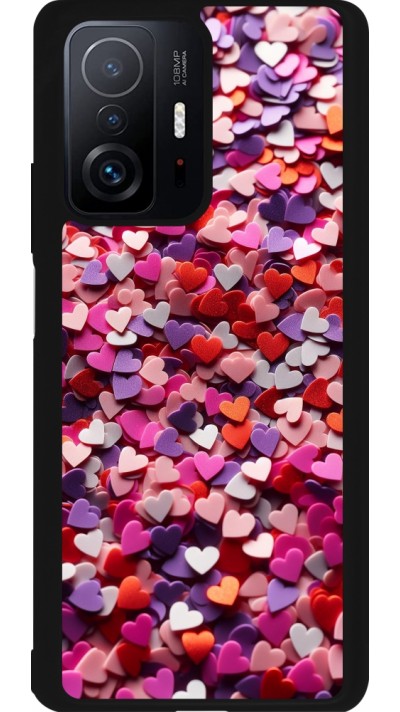 Xiaomi 11T Case Hülle - Silikon schwarz Valentin 2025 Konfetti