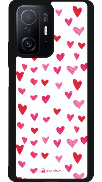Xiaomi 11T Case Hülle - Silikon schwarz Valentine 2022 Many pink hearts