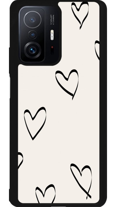 Xiaomi 11T Case Hülle - Silikon schwarz Valentine 2023 minimalist hearts