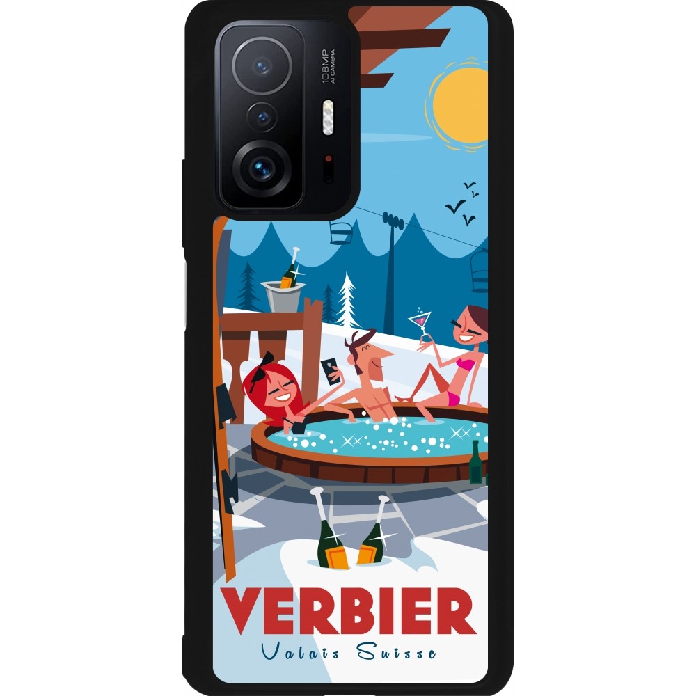 Xiaomi 11T Case Hülle - Silikon schwarz Verbier Mountain Jacuzzi