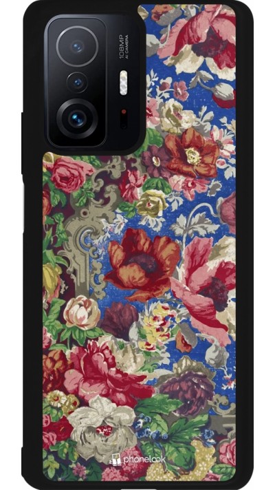 Xiaomi 11T Case Hülle - Silikon schwarz Vintage Art Flowers