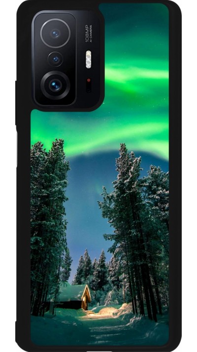 Xiaomi 11T Case Hülle - Silikon schwarz Winter 22 Northern Lights