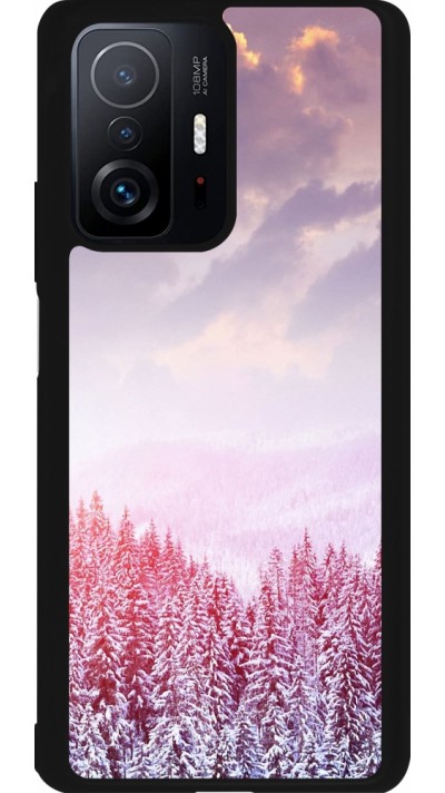 Xiaomi 11T Case Hülle - Silikon schwarz Winter 22 Pink Forest