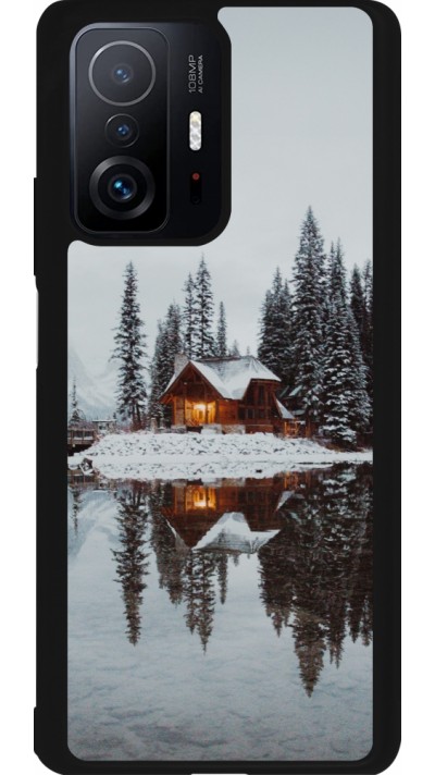 Xiaomi 11T Case Hülle - Silikon schwarz Winter 25 Winter house forest afternoon