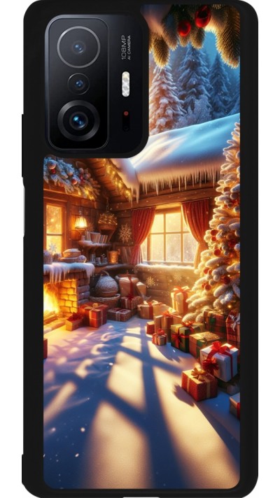 Xiaomi 11T Case Hülle - Silikon schwarz Weihnachten Chalet Feerie