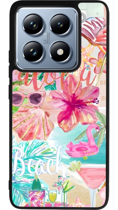 Coque Xiaomi 14T Pro - Silicone rigide noir Preppy Collage Aloha