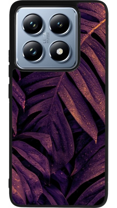Coque Xiaomi 14T Pro - Silicone rigide noir Purple Light Leaves