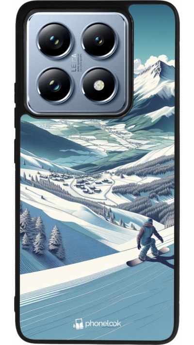 Coque Xiaomi 14T Pro - Silicone rigide noir Snowboarder Montagne