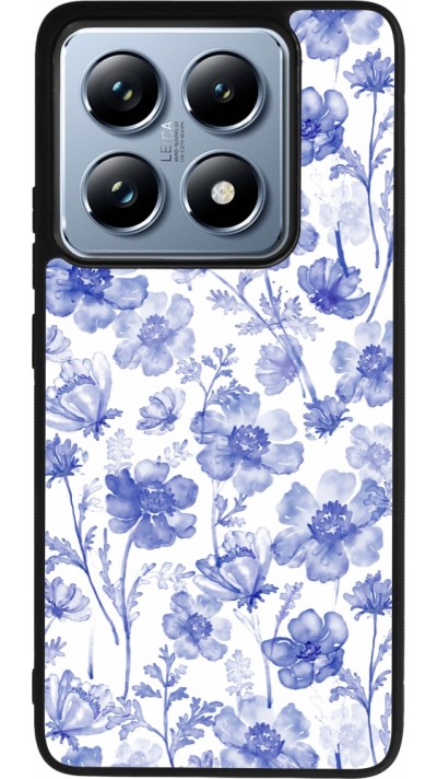 Coque Xiaomi 14T Pro - Silicone rigide noir Spring 23 watercolor blue flowers