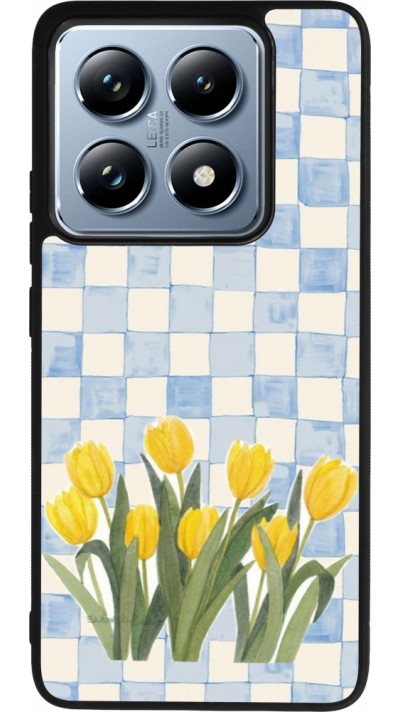 Coque Xiaomi 14T Pro - Silicone rigide noir Blue vichy tulips Spring 2026