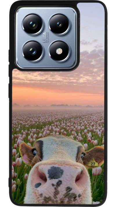 Coque Xiaomi 14T Pro - Silicone rigide noir Cow with tulips Spring 2026