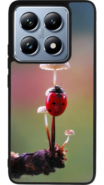 Coque Xiaomi 14T Pro - Silicone rigide noir Ladybird on a mushroom Spring 2026