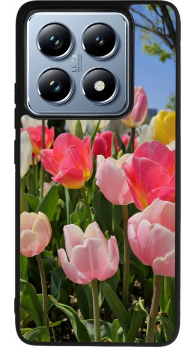 Coque Xiaomi 14T Pro - Silicone rigide noir Tulips Spring 2026