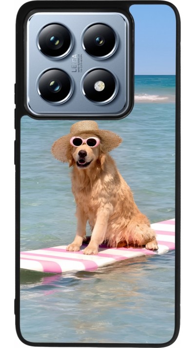 Coque Xiaomi 14T Pro - Silicone rigide noir Summer Dog on Paddle