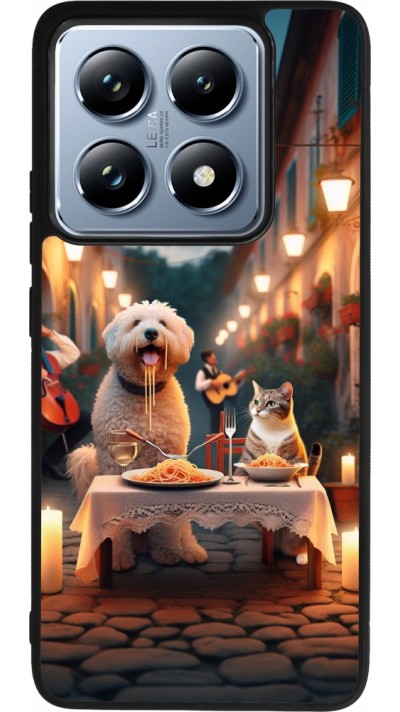 Coque Xiaomi 14T Pro - Silicone rigide noir Valentine 2024 Dog & Cat Candlelight
