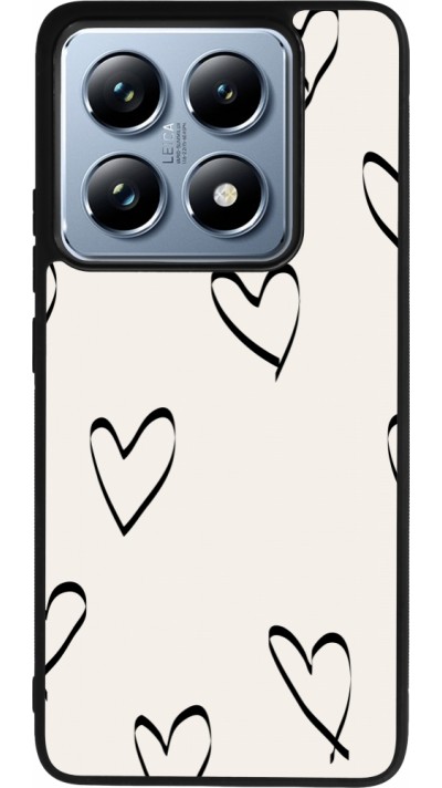 Coque Xiaomi 14T Pro - Silicone rigide noir Valentine 2023 minimalist hearts