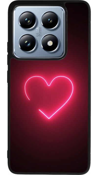 Coque Xiaomi 14T Pro - Silicone rigide noir Valentine 2023 single neon heart