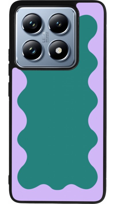 Coque Xiaomi 14T Pro - Silicone rigide noir Wavy Rectangle Green Purple