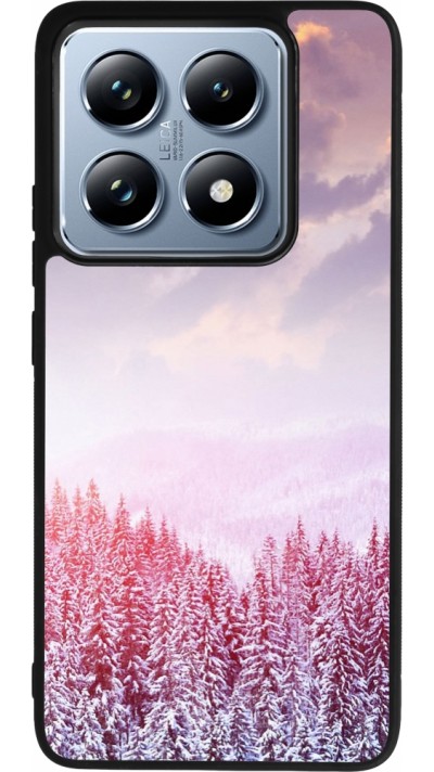 Coque Xiaomi 14T Pro - Silicone rigide noir Winter 22 Pink Forest