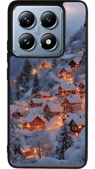 Coque Xiaomi 14T Pro - Silicone rigide noir Winter 25 Winter snowy village