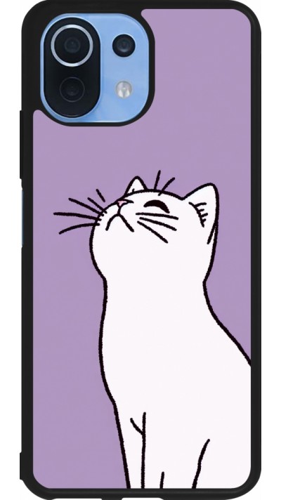Xiaomi Mi 11 Lite 5G Case Hülle - Silikon schwarz Chat auf lila Hintergrund