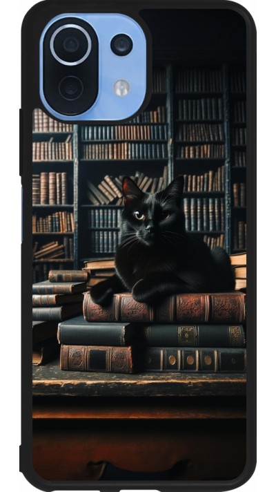 Xiaomi Mi 11 Lite 5G Case Hülle - Silikon schwarz Katze Bücher dunkel