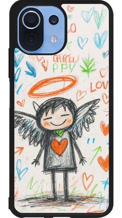 Coque Xiaomi Mi 11 Lite 5G - Silicone rigide noir Little Angel Sketch Love