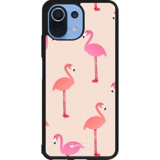 Xiaomi Mi 11 Lite 5G Case Hülle - Silikon schwarz Pink Flamingos Pattern