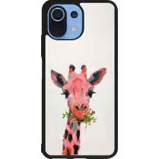 Xiaomi Mi 11 Lite 5G Case Hülle - Silikon schwarz Pink Girafe Paint