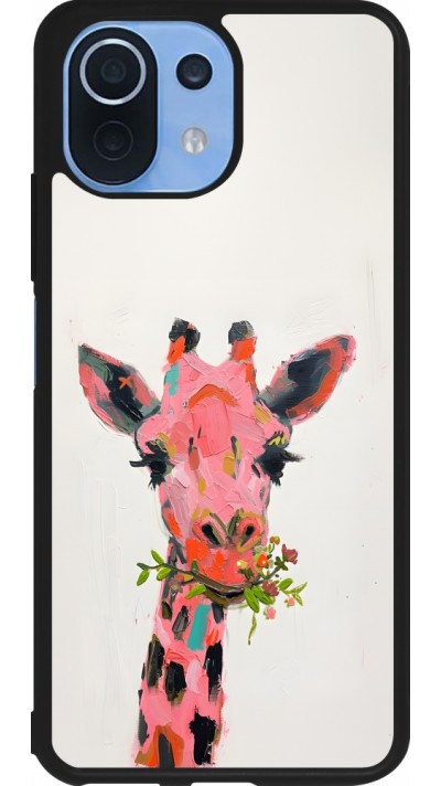 Xiaomi Mi 11 Lite 5G Case Hülle - Silikon schwarz Pink Girafe Paint
