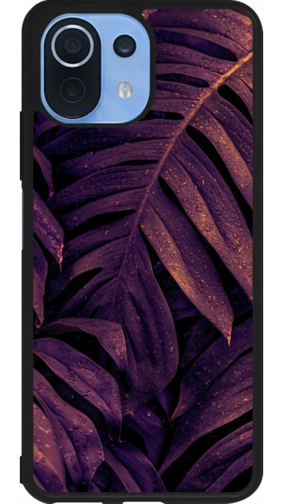 Xiaomi Mi 11 Lite 5G Case Hülle - Silikon schwarz Purple Light Leaves