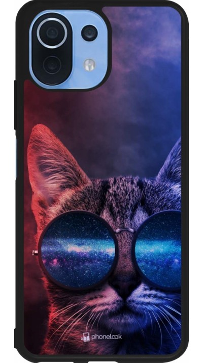 Xiaomi Mi 11 Lite 5G Case Hülle - Silikon schwarz Red Blue Cat Glasses