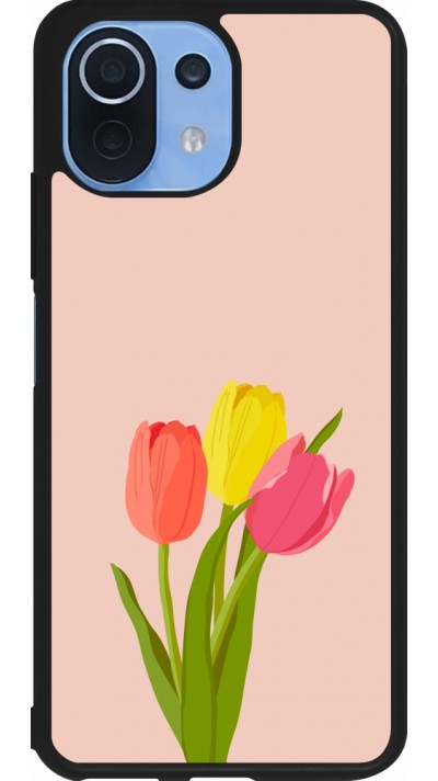Xiaomi Mi 11 Lite 5G Case Hülle - Silikon schwarz Spring 23 tulip trio