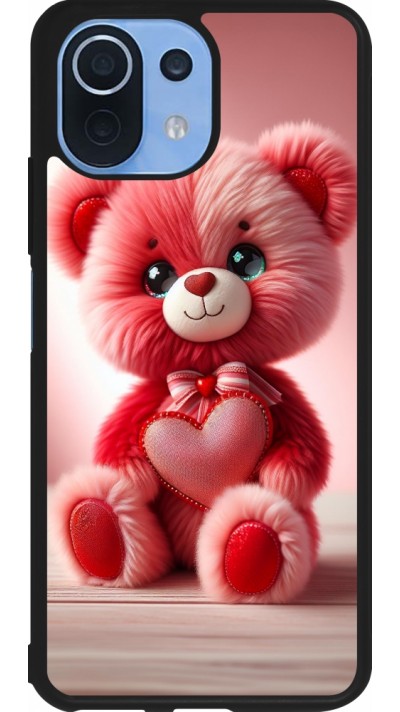 Xiaomi Mi 11 Lite 5G Case Hülle - Silikon schwarz Valentin 2024 Rosaroter Teddybär