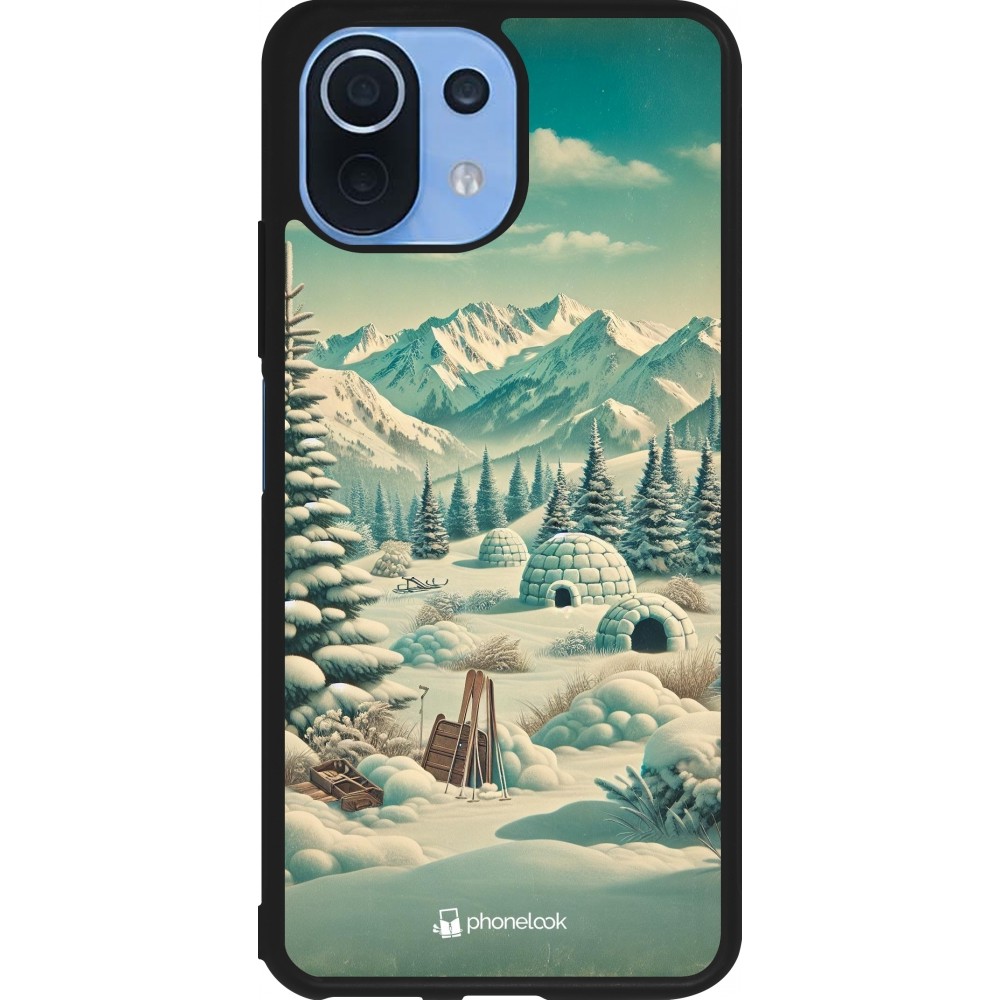Xiaomi Mi 11 Lite 5G Case Hülle - Silikon schwarz Vintage Schneebedeckter Berg Iglu