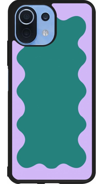 Xiaomi Mi 11 Lite 5G Case Hülle - Silikon schwarz Wavy Rectangle Green Purple