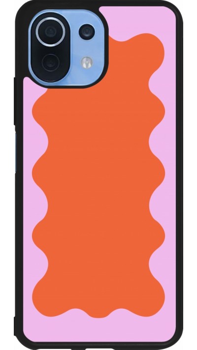 Xiaomi Mi 11 Lite 5G Case Hülle - Silikon schwarz Wavy Rectangle Orange Pink
