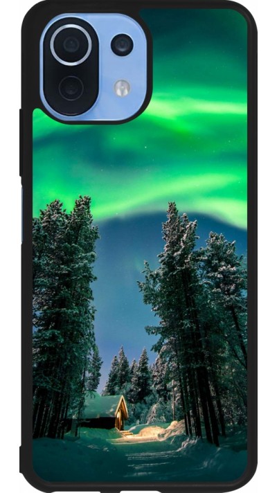 Xiaomi Mi 11 Lite 5G Case Hülle - Silikon schwarz Winter 22 Northern Lights