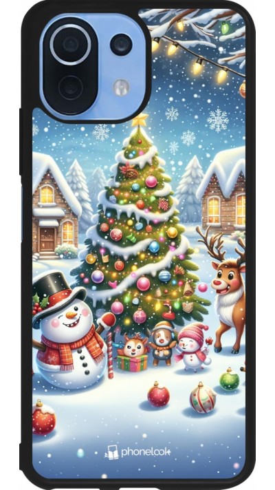 Xiaomi Mi 11 Lite 5G Case Hülle - Silikon schwarz Weihnachten 2023 Schneemann und Tannenbaum