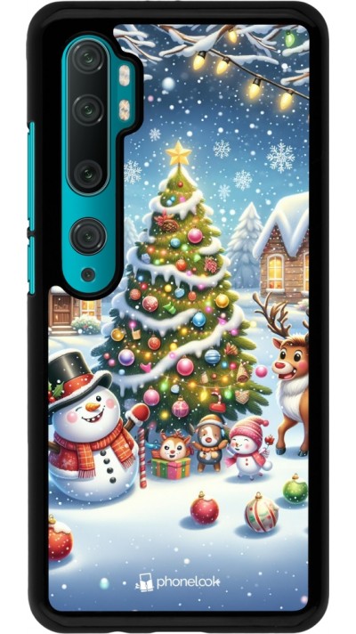 Xiaomi Mi Note 10 / Note 10 Pro Case Hülle - Weihnachten 2023 Schneemann und Tannenbaum