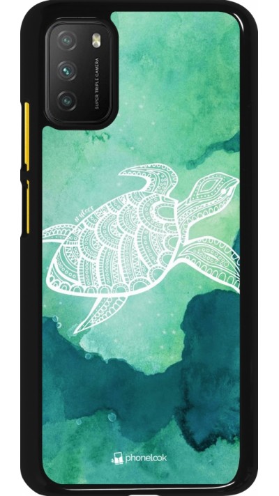 Xiaomi Poco M3 Case Hülle - Turtle Aztec Watercolor