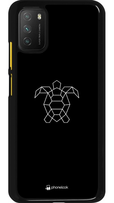 Xiaomi Poco M3 Case Hülle - Turtles lines on black