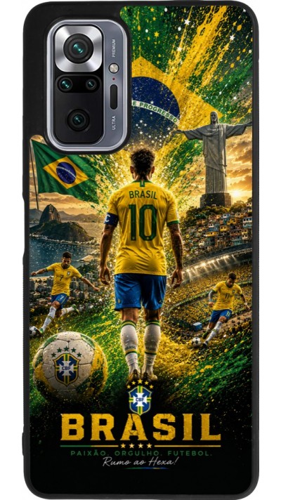 Xiaomi Redmi Note 10 Pro Max Case Hülle - Silikon schwarz Fussball Brasilien splash 2026