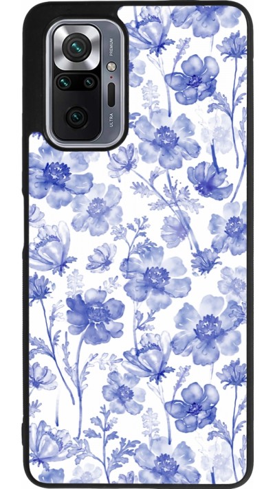 Xiaomi Redmi Note 10 Pro Max Case Hülle - Silikon schwarz Spring 23 watercolor blue flowers