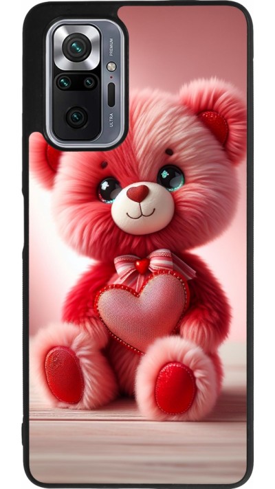 Xiaomi Redmi Note 10 Pro Max Case Hülle - Silikon schwarz Valentin 2024 Rosaroter Teddybär