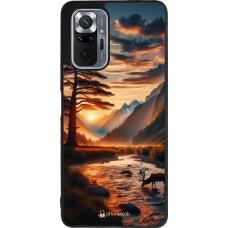 Xiaomi Redmi Note 10 Pro Max Case Hülle - Silikon schwarz Tal Sonnenuntergang Hirsch Baum